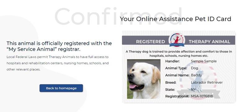 Therapy animal Digital ID Card