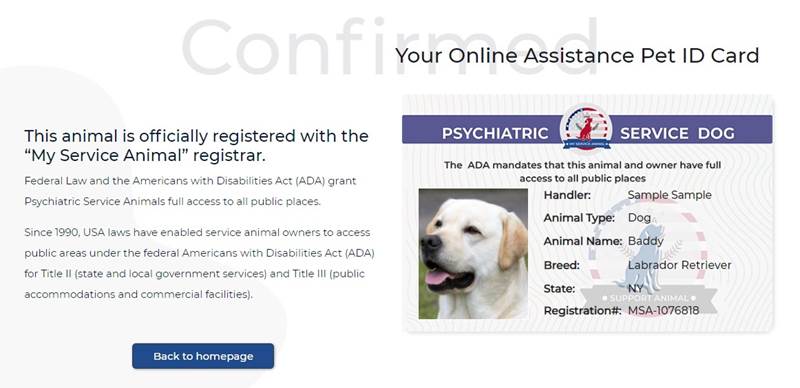 Psychiatric Service Dog ID Card