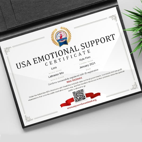Emotional Support Animal Certificate template