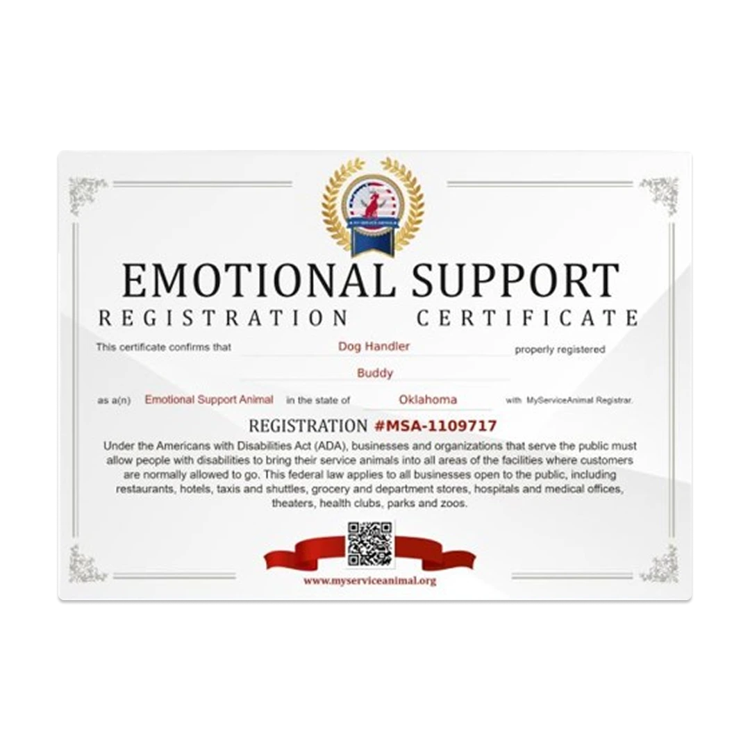 Emotional Support Animal Certificate