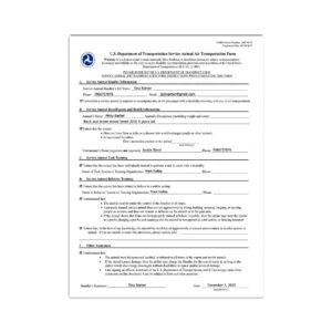 Service Dog Airline DOT Form