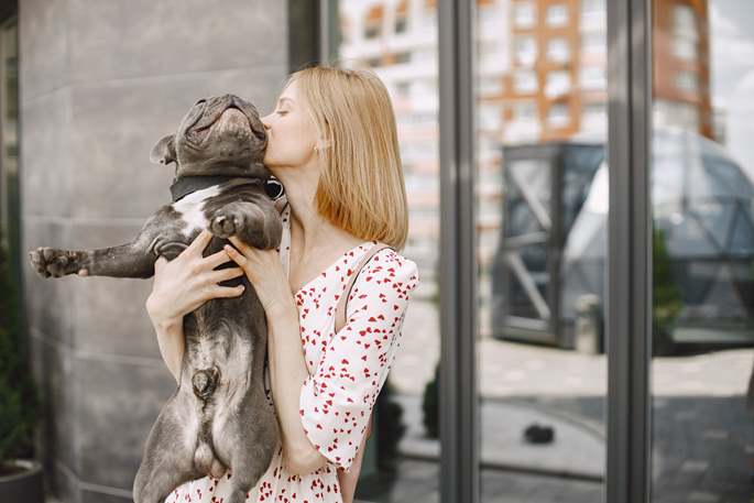 young woman with service dog