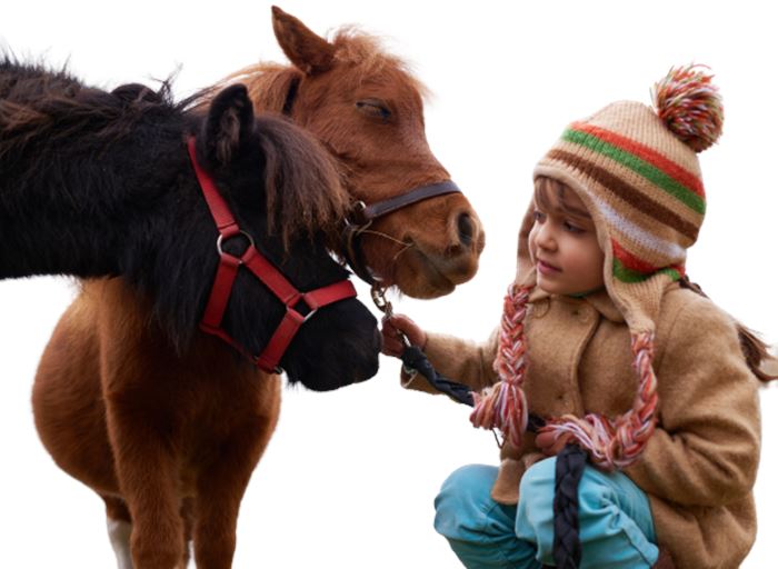 little girls with service pony