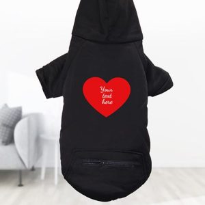 Custom text dog hoodie heart design
