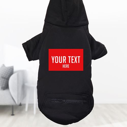 Custom text dog hoodie red design