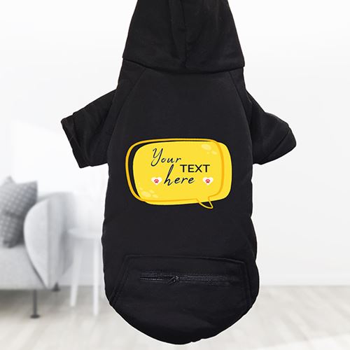 Custom text dog hoodie yellow design