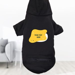Custom text dog hoodie yellow bulb design