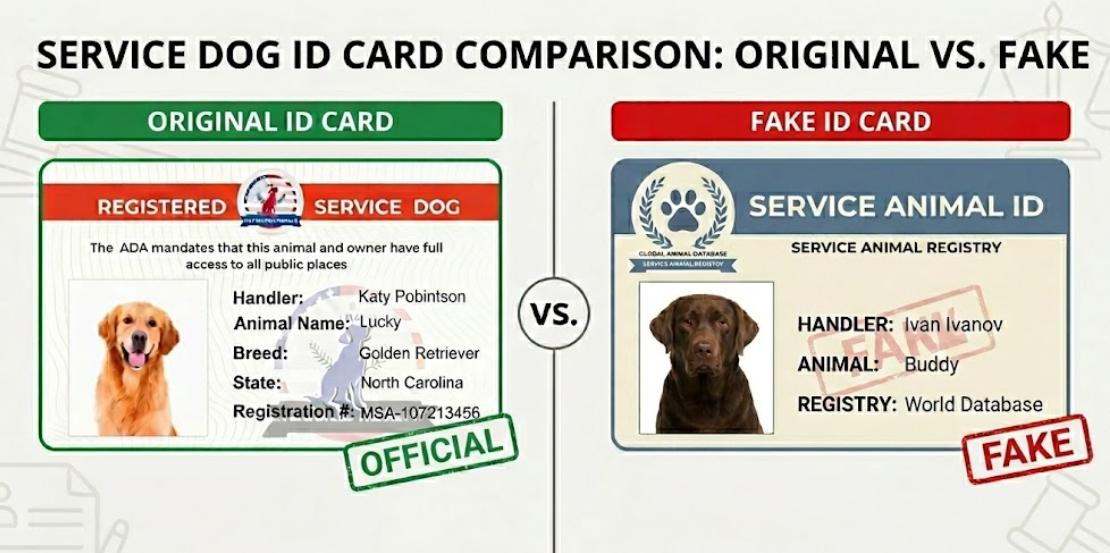 real service dog id card vs fake