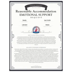 ESA Reasonable Accommodation Request