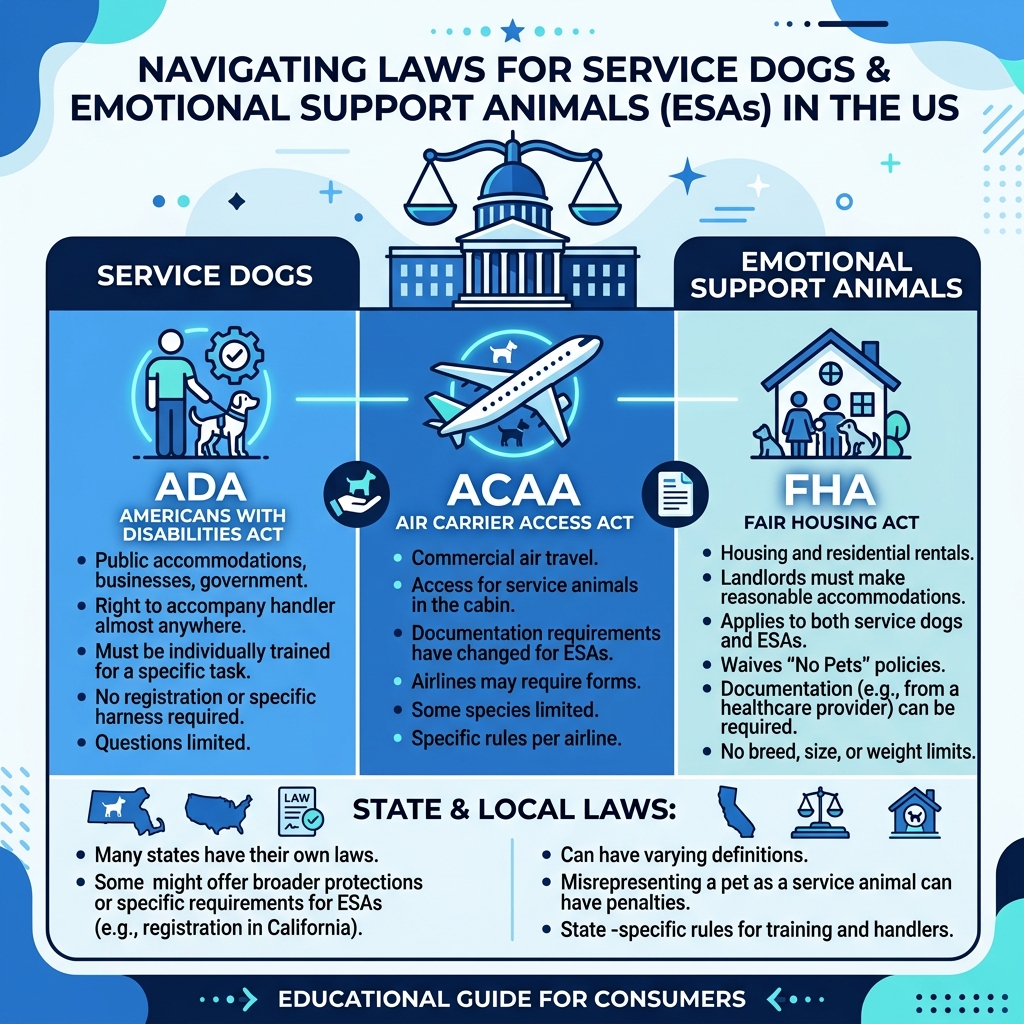 Emotional Support Animal Laws Infographic FHA ADA ACAA