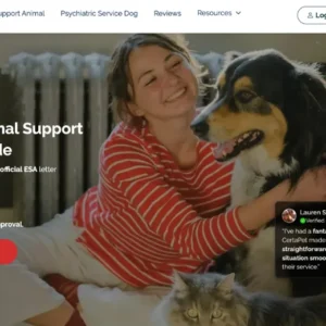 Screenshot of an online telehealth scam website selling instant fake emotional support animal letters