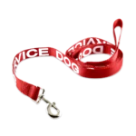 Service dog reflective leash with printed text and durable metal clip