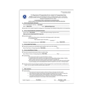 Service Dog Air Travel Form