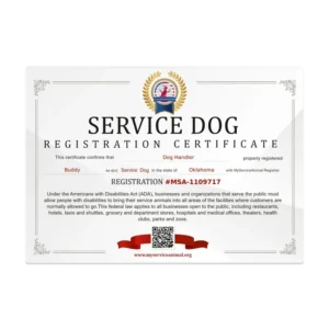 Service Dog Certificate